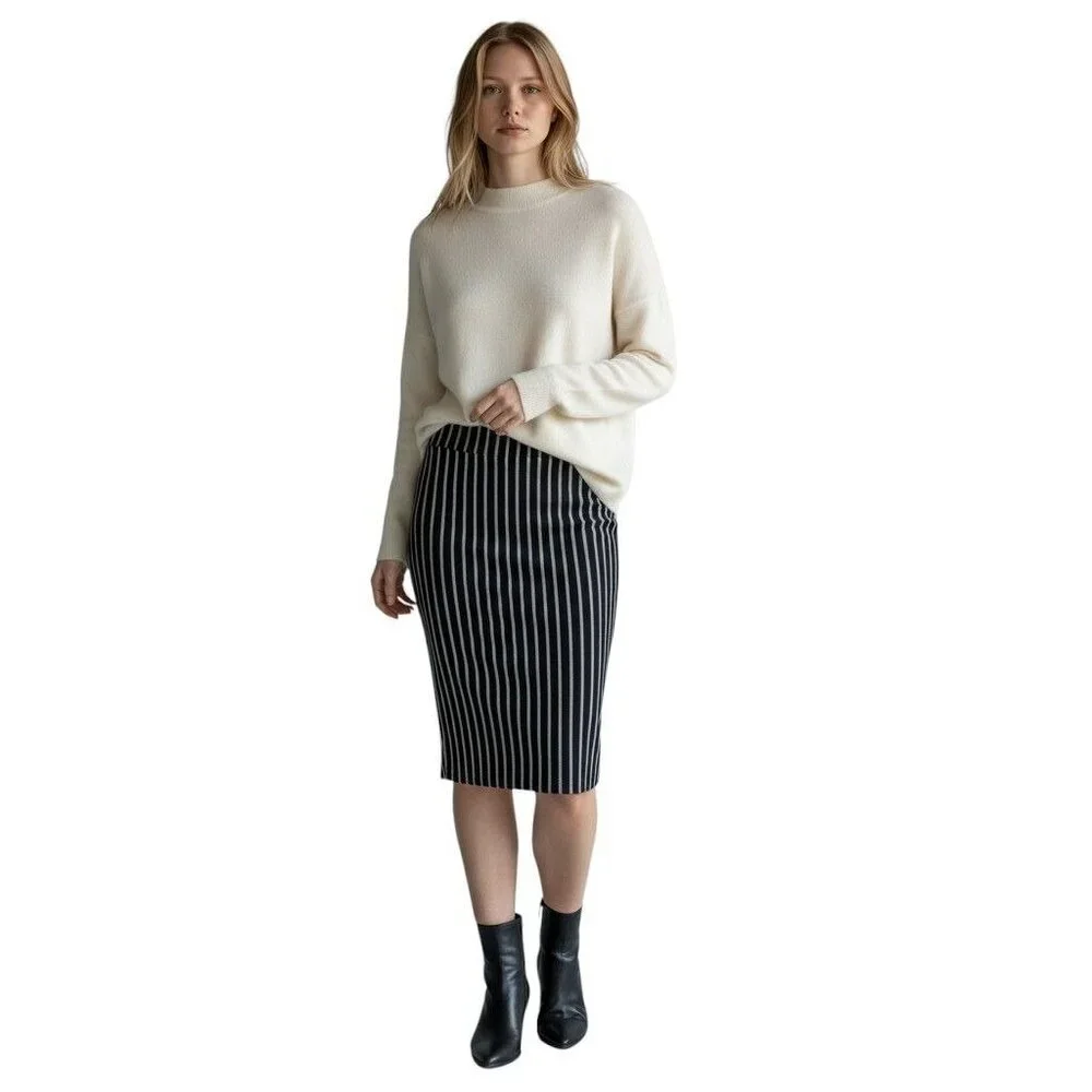 LuLaRoe Cassie Pencil Skirt Stretch Navy White Stripes Nautical Preppy Sz XL NEW
